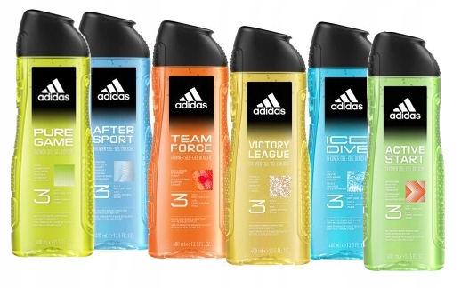 Adidas Men żel pod prysznic 400ml 3w1 MIX 6szt