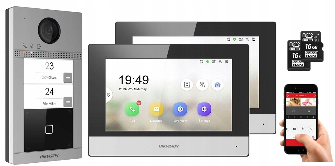 WIDEODOMOFON WiFi 7'' HIKVISION 2-Rodzinny PoE IP