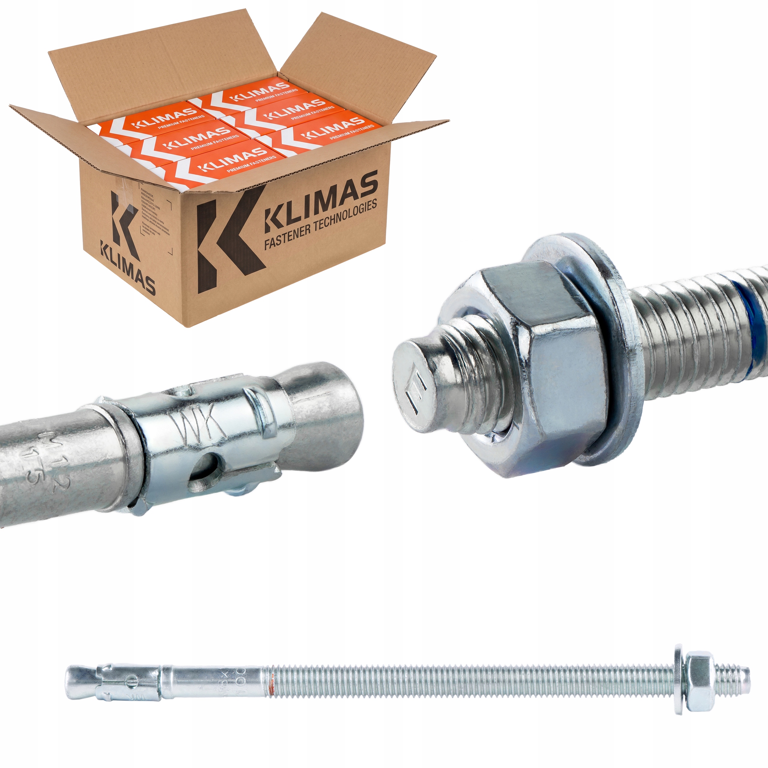 Oceľové kotvy do betónu M8 x 155 mm 400 ks mechanické Klimas Le-zn