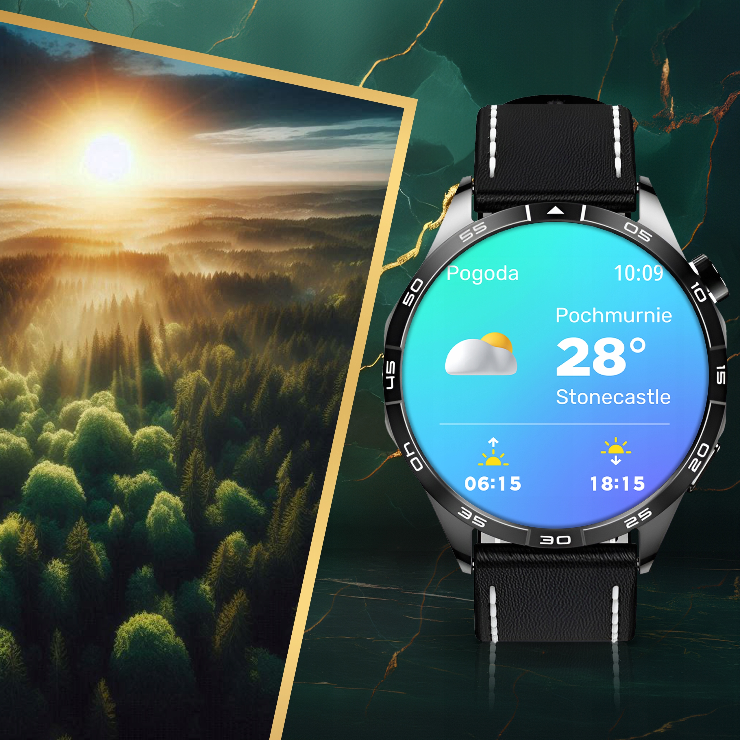 SMARTWATCH MĘSKI ZEGAREK POLSKIE MENU AMOLED 3 PASKI ROZMOWY SMART WATCH Kolor czarny