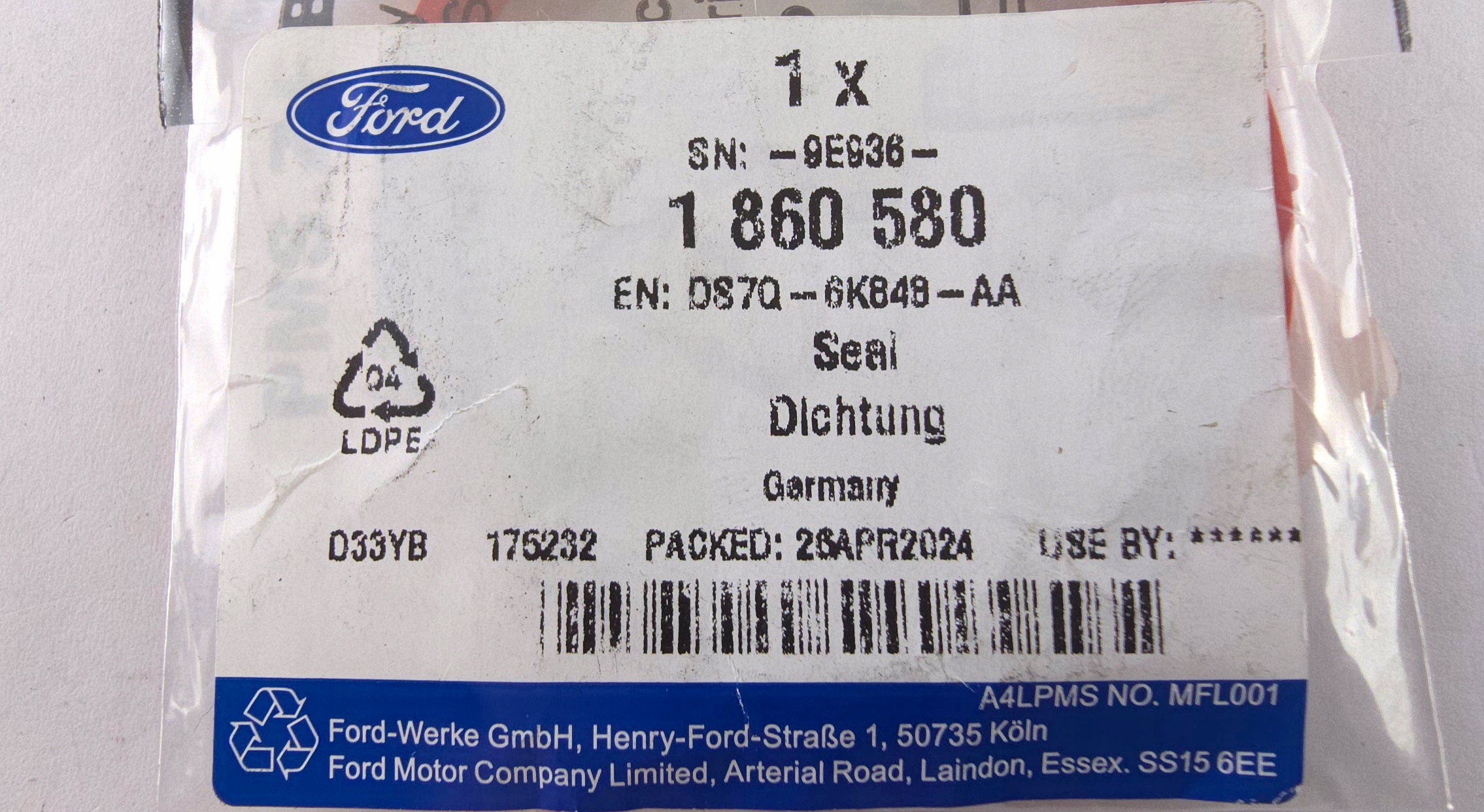 Numer katalogowy części DS7Q-6K848-AA