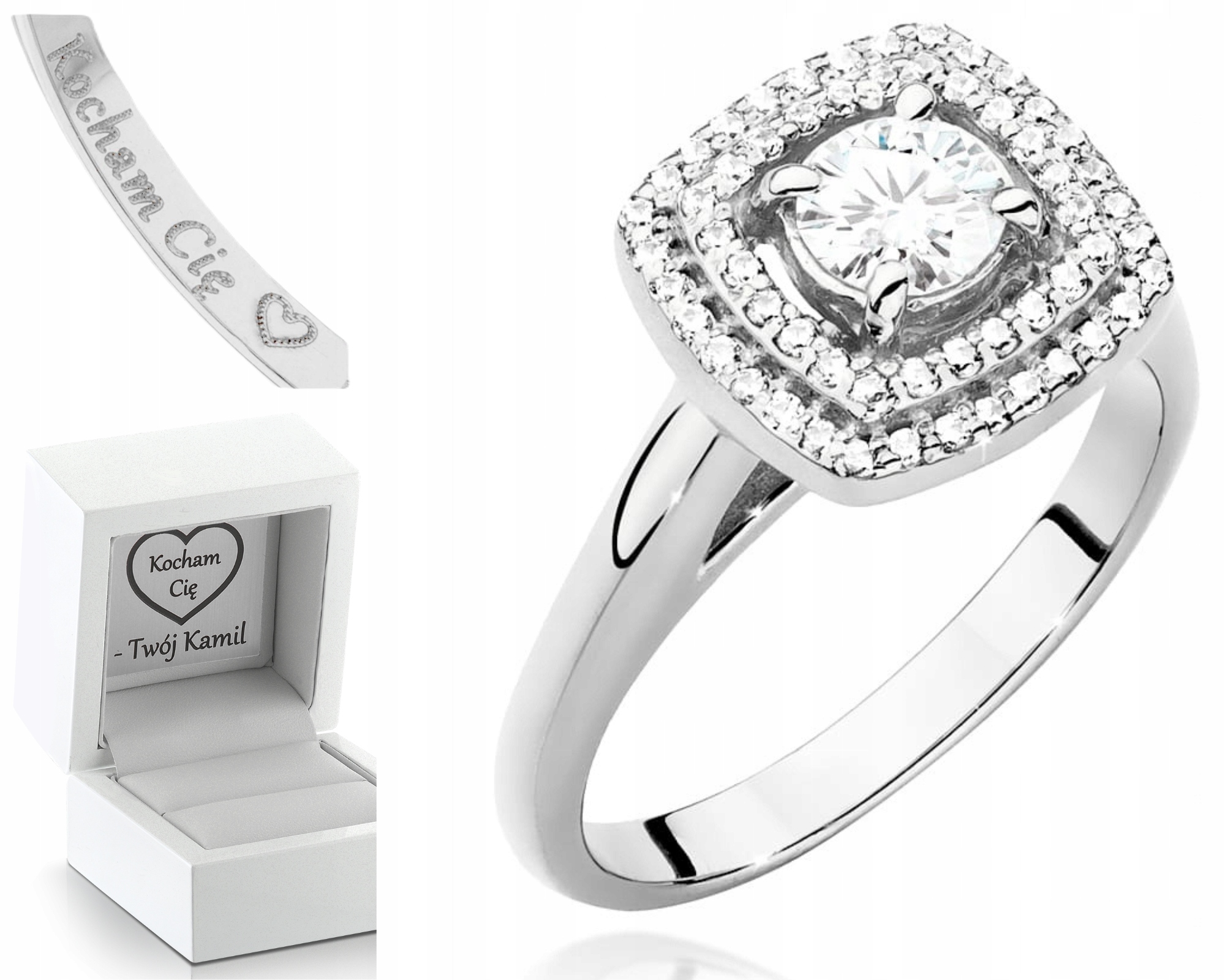 Elegantní Prstýnek Z Bílého Zlata 585, Laboratorní Diamanty, Dárek