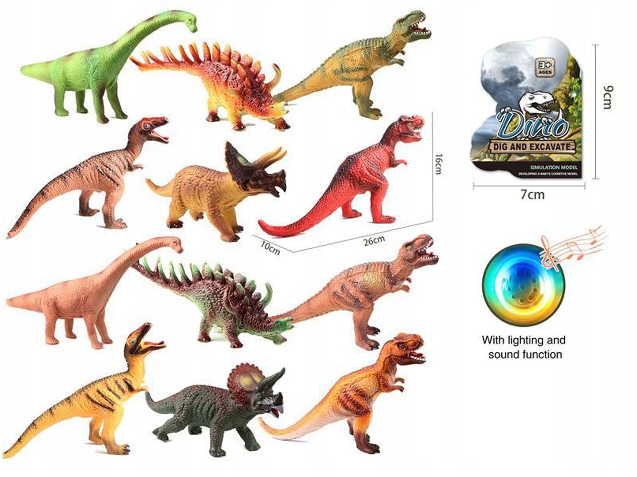 DINOZAUR Z DŹWIĘKIEM 26X16X10CM 12RODZ 0756