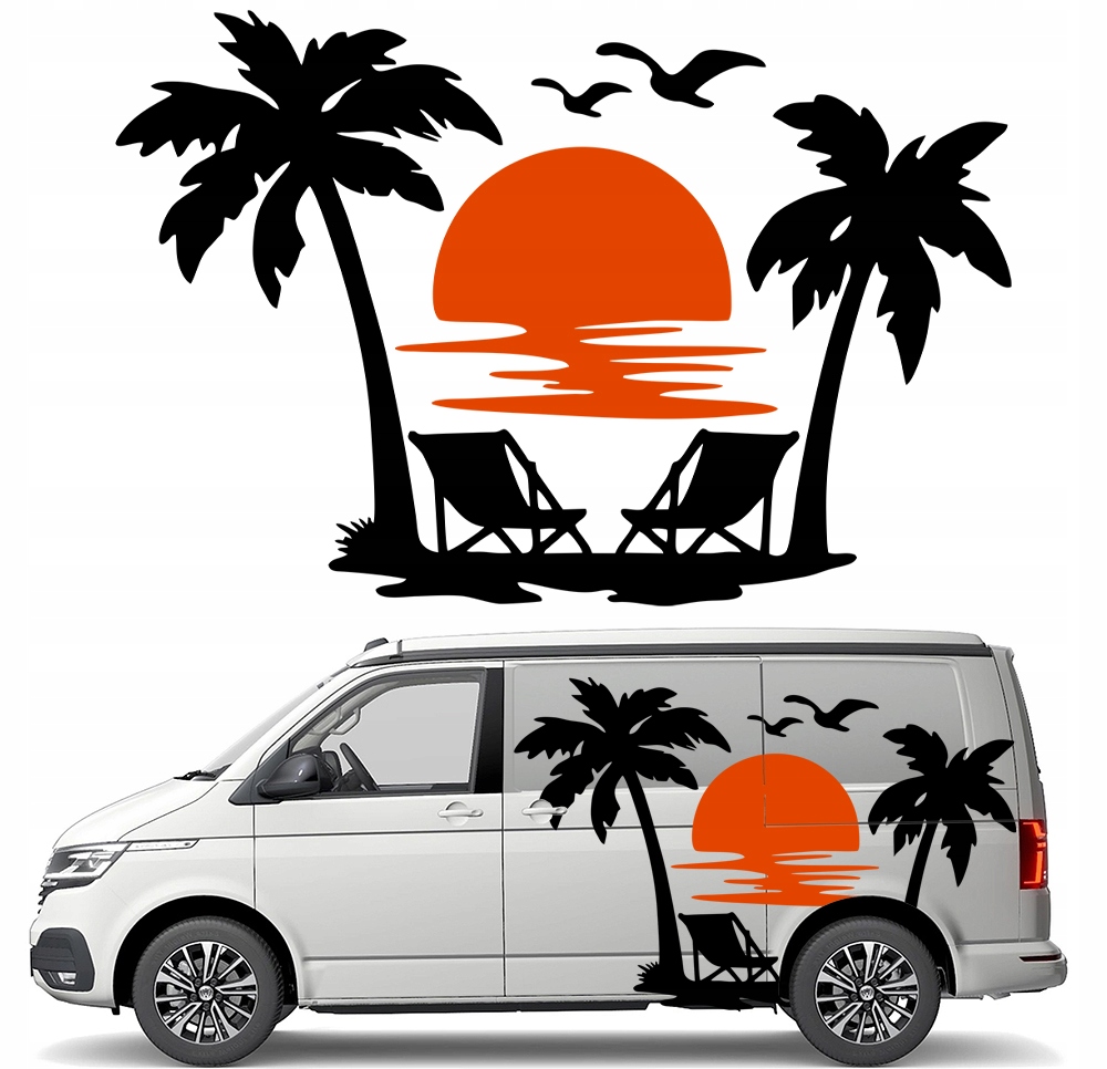 Nálepka Grafika pro karavan Palmy Tree Západ Slunce Sunset 90x135