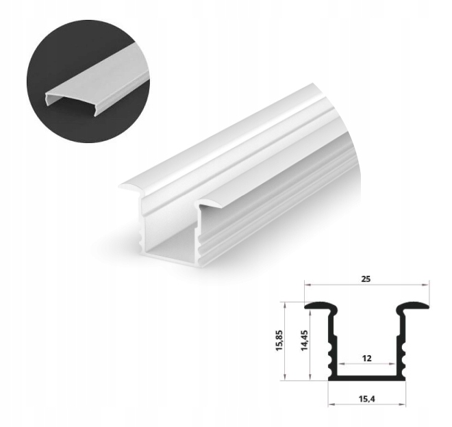 

Profil Led Wpuszczany 1M Biały+ Osłona ML C1
