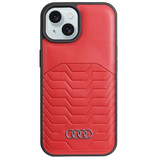 Audi Synthetic Leather MagSafe iPhone 15 Plus 14 Plus 6.7" červený/red h
