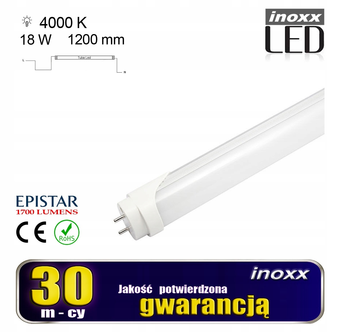 10X ŚWIETLÓWKA LED 120CM T8 NIETŁUKĄCA NEUTR +25% EAN (GTIN) 5901867727268