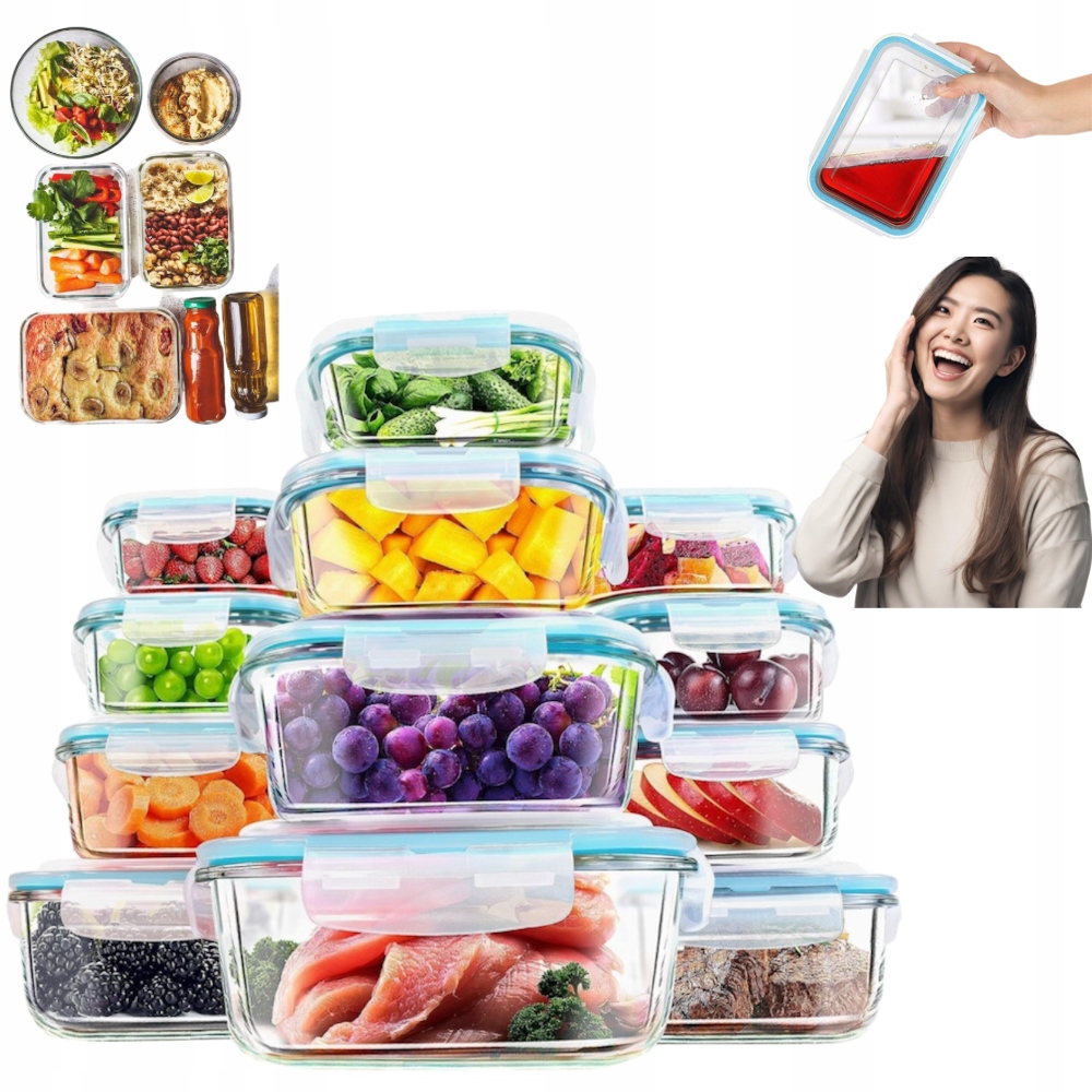 Sklenené Nádoby Na Skladovanie Potravín, 12 ks, Bez Bpa
