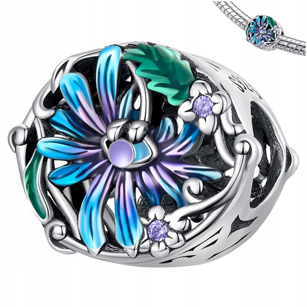 

Charms Kwiaty srebro S925 koralik beads