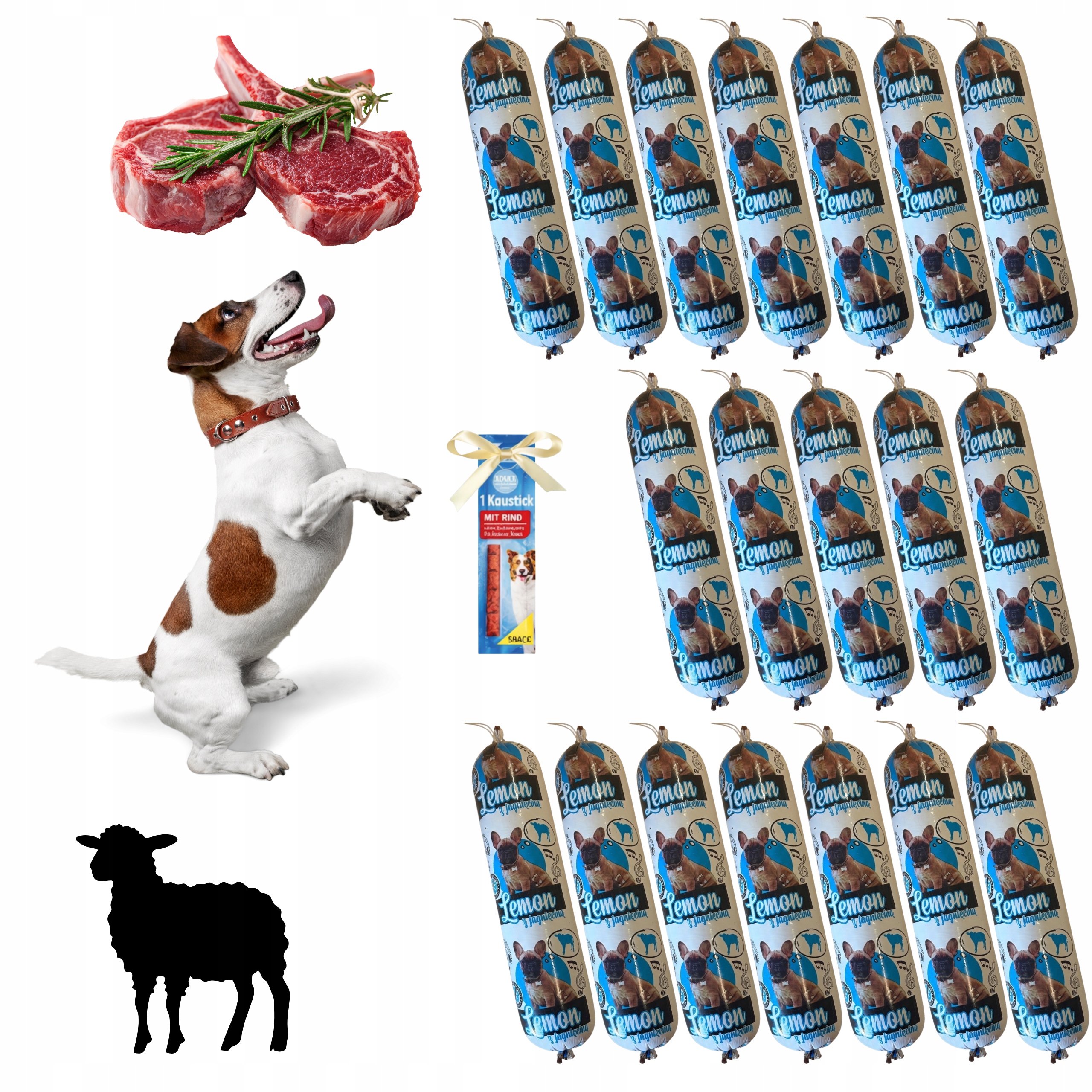 Levně Tyčinka pro psa jehněčí Lemon 19x1KG 90% krmivo bez chemie