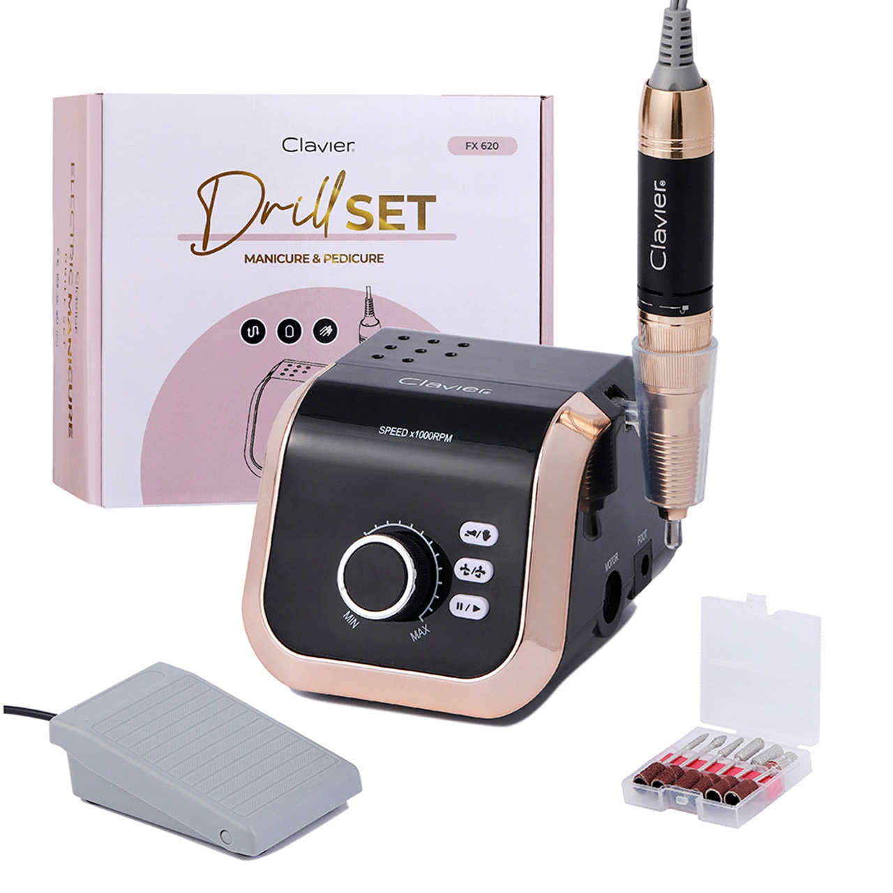 Clavier FX620 Frezarka kosmetyczna do paznokci manicure 65W Czarna
