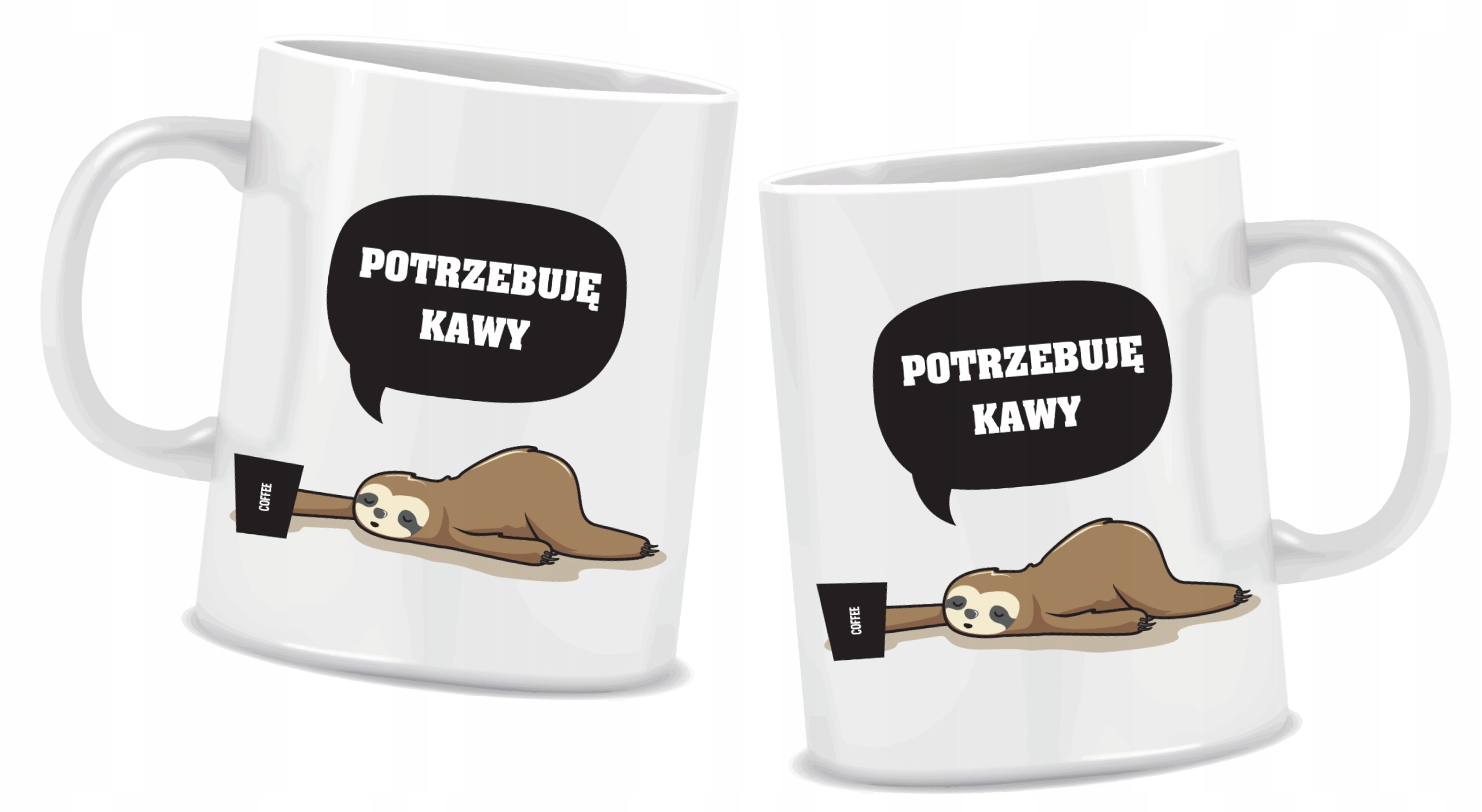 

Kubek Leniwiec Potrzebuję Kawy na prezent 330ml