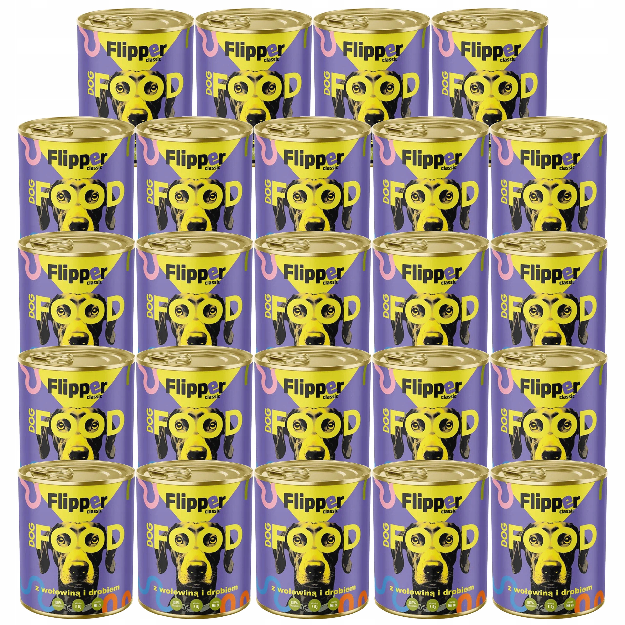 Levně Flipper Vlhké krmivo pro psy Dolina Noteci Hovězí drůbež 24 x 800 g