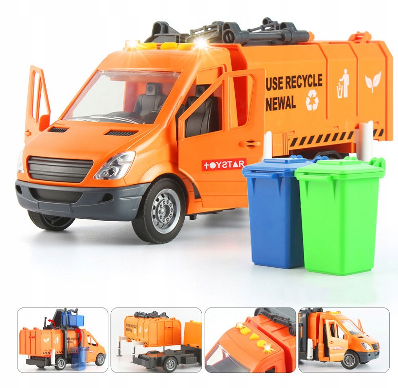 CIĘŻARÓWKA ŚMIECIARKA DUŻE AUTO EDUKACYJNE SEGREGACJA ŚMIECI DŹWIĘK ŚWIATŁO Rodzaj pojazdu Śmieciarki