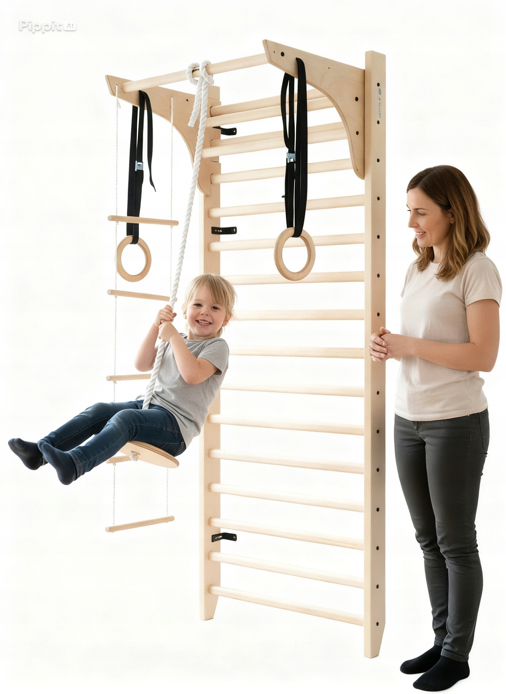 Gymnastický žebřík pro děti dětské hřiště do domu, dřevěný, Set Ats