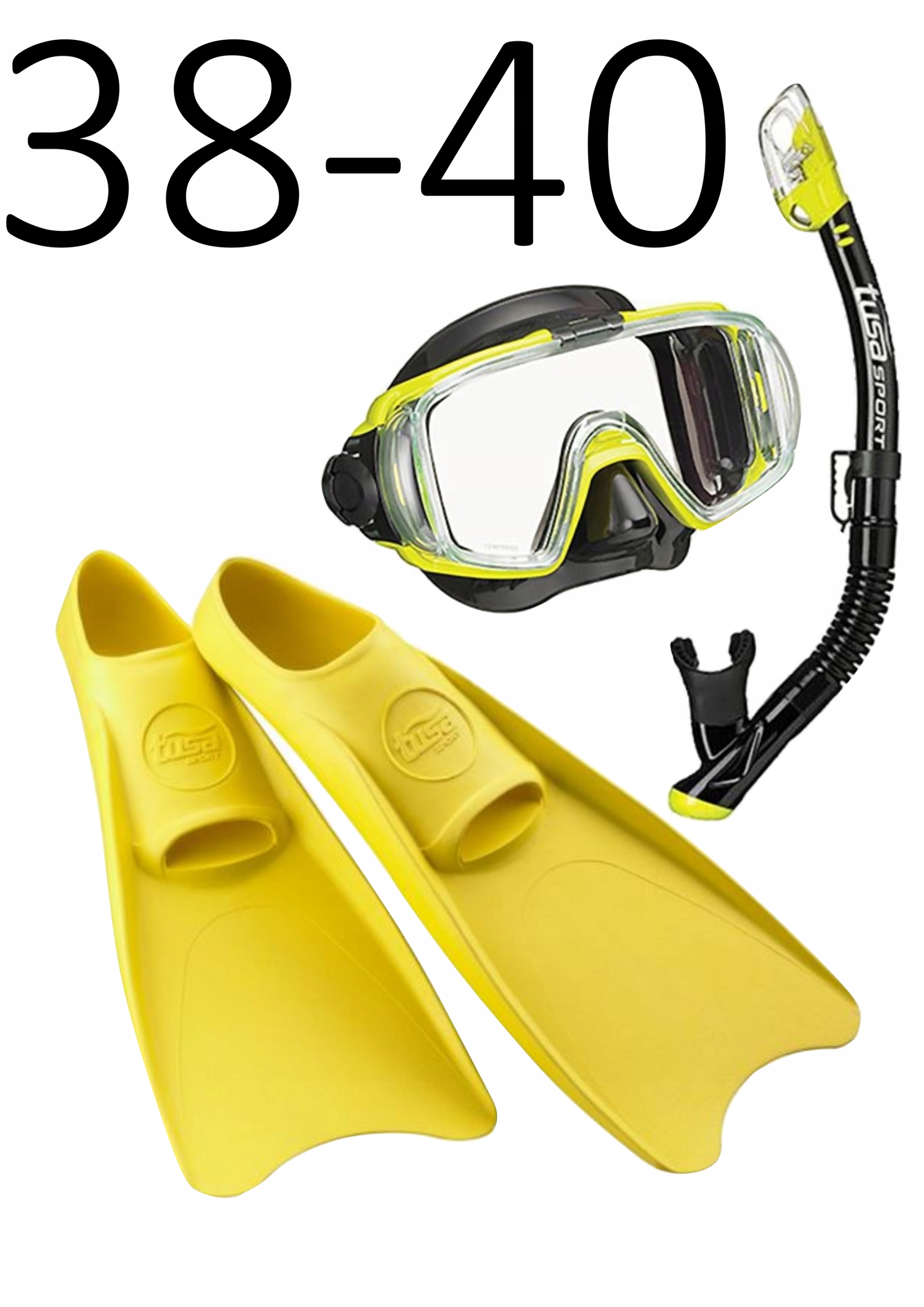 Zestaw Tusa maska+fajka+płetwy Visio/UF1202 żółty rozmiar 38-40