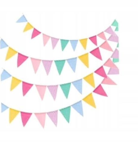 5x GIRLANDA JUTOWA KOLOROWA TRÓJKĄTY DO ZAWIESZENIA CHORĄGIEWKI