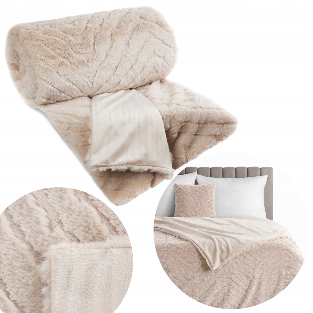 Kožešinová Deka Kate Béžová 150x200 cm, měkká, teplá, přehoz na postel, gauč