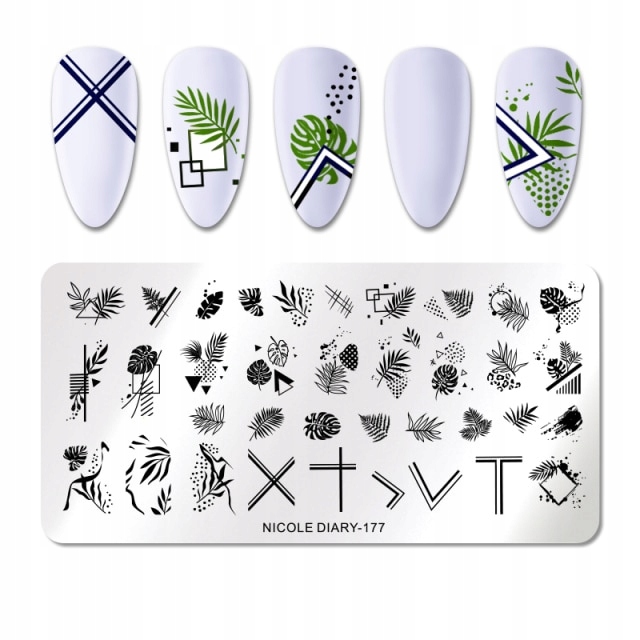 BLASZKA DO STEMPLI PAZNOKCI PŁYTKA LIŚCIE Nicole Diary 177 Rodzaj Stempelki
