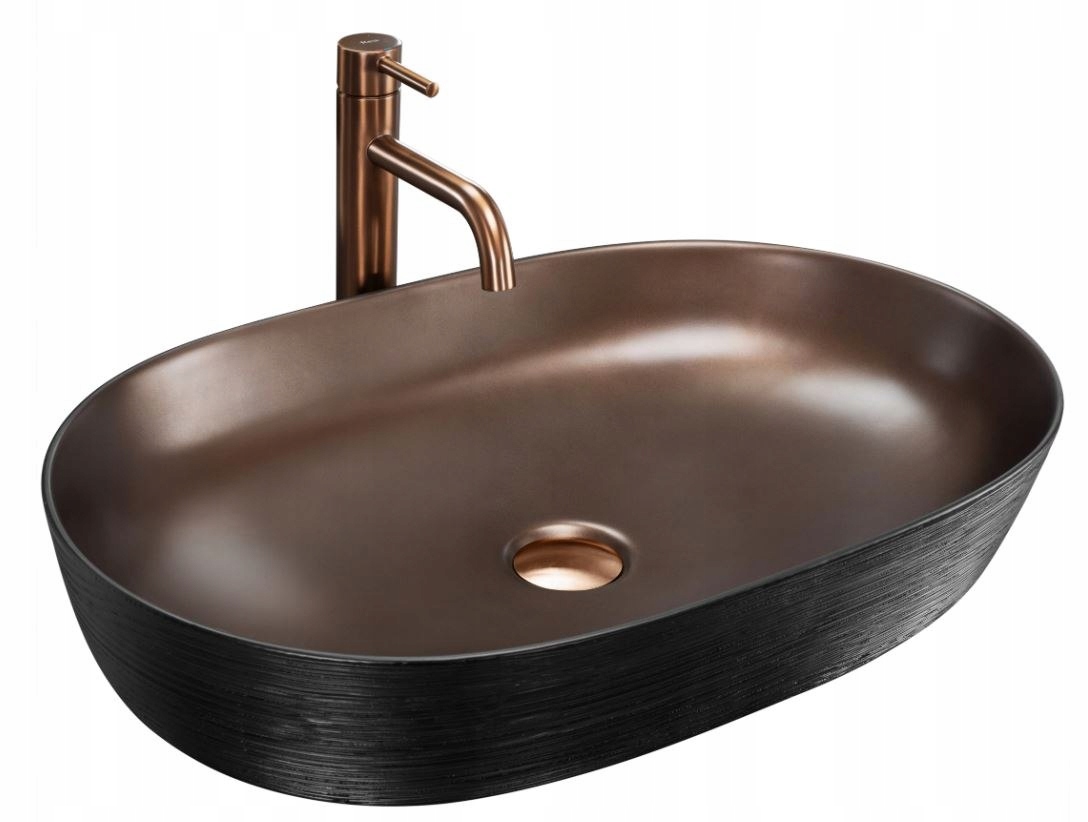 Umyvadlo Cleo 61 Black Brush/copper Na Desku