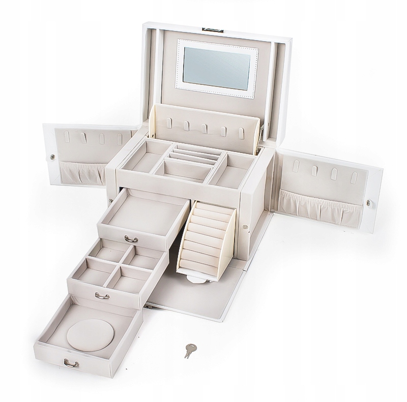 

Kuferek biały na biżuterię kosmetyki szkatułka