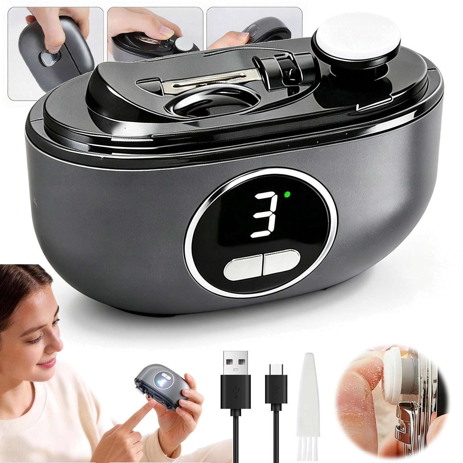 Elektrický Kleštičky Na Nehty S 3 Rychlostmi Pro Dospělé Seniory, Dobíjecí
