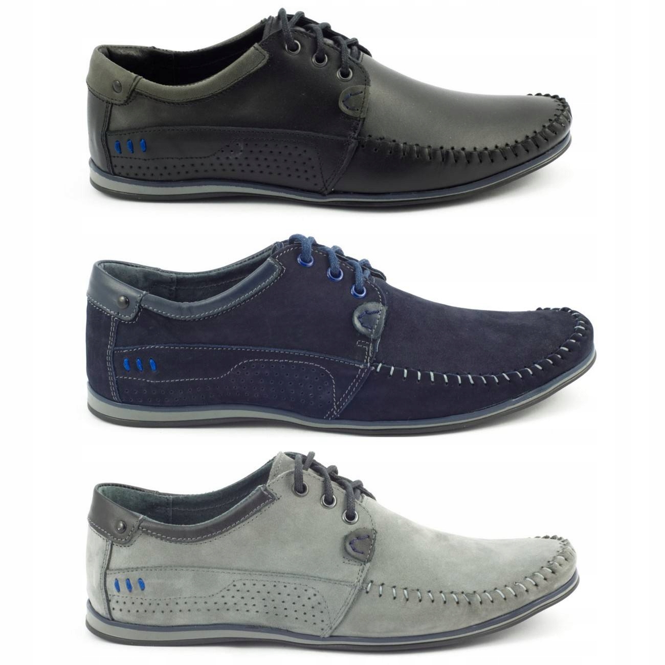 Buty Męskie skórzane mokasyny 875 granatowe 47 Rozmiar 47