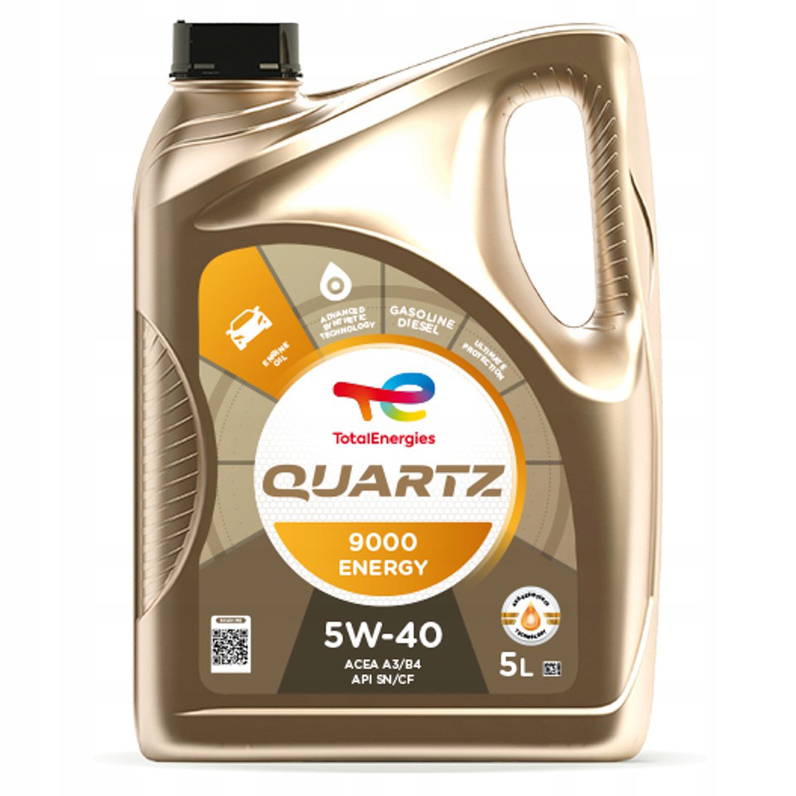 Olej total quartz 9000 energy 5w40 5L Api Sn/cf Acea A3/B4 syntetyczny