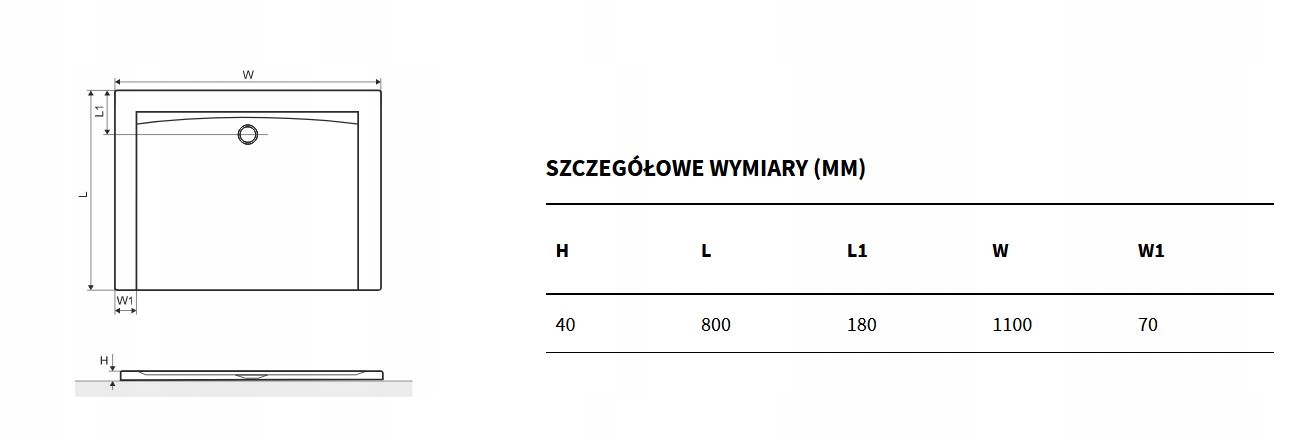 EXCELLENT FORMA X brodzik 110x80 biała struktura Marka Excellent