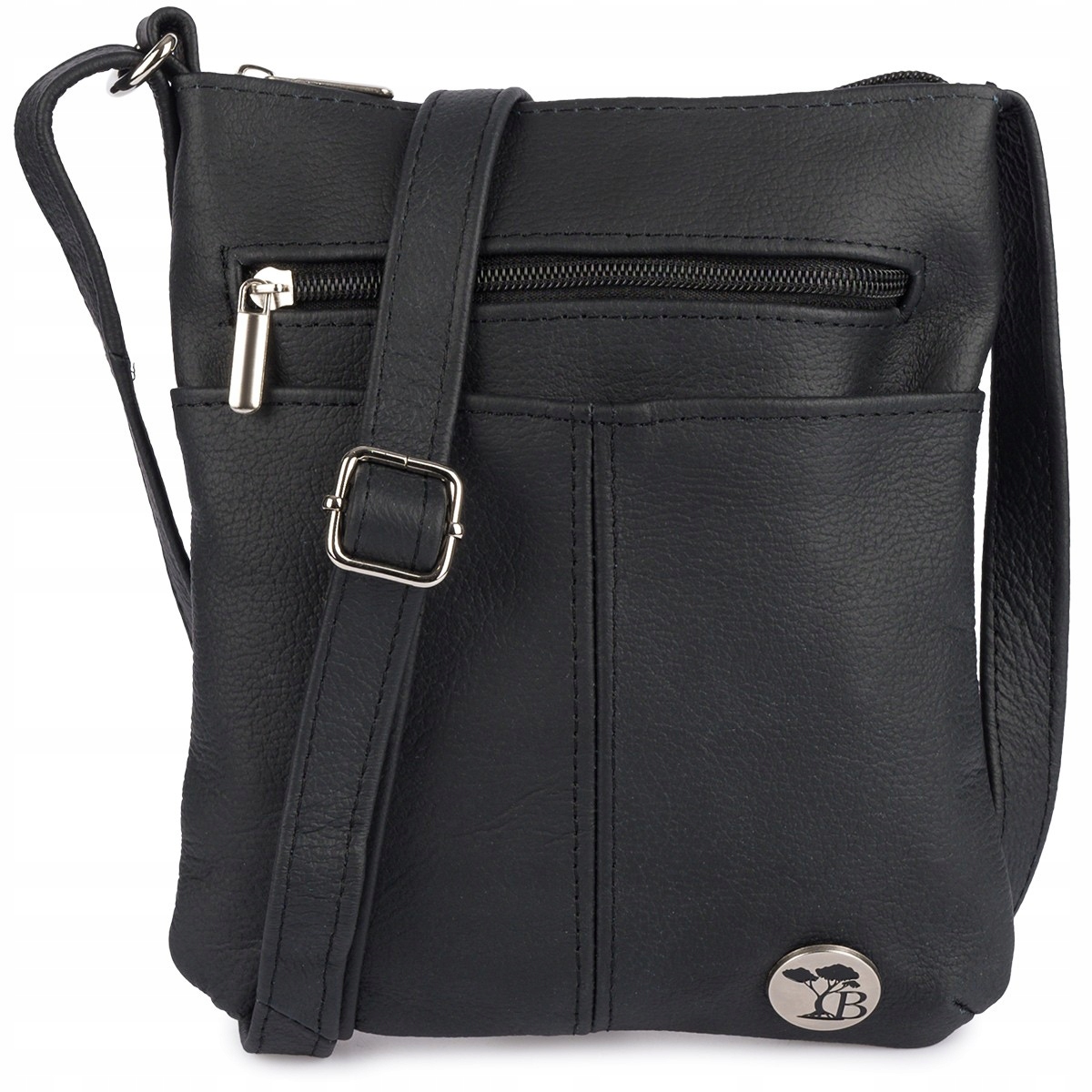 Kožená kabelka malá kabelka přes rameno lehká dámská černá Beltimore