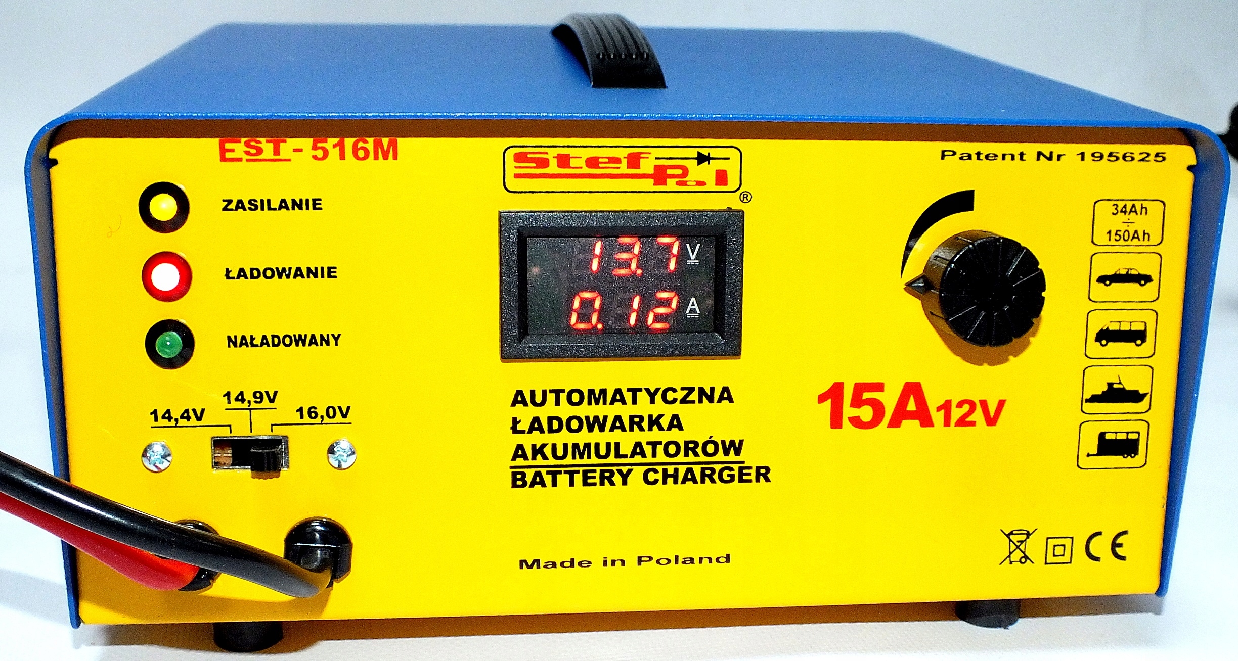 

Ładowarka impulsowa EST-516M 12V/15 A cyfrowy wysw