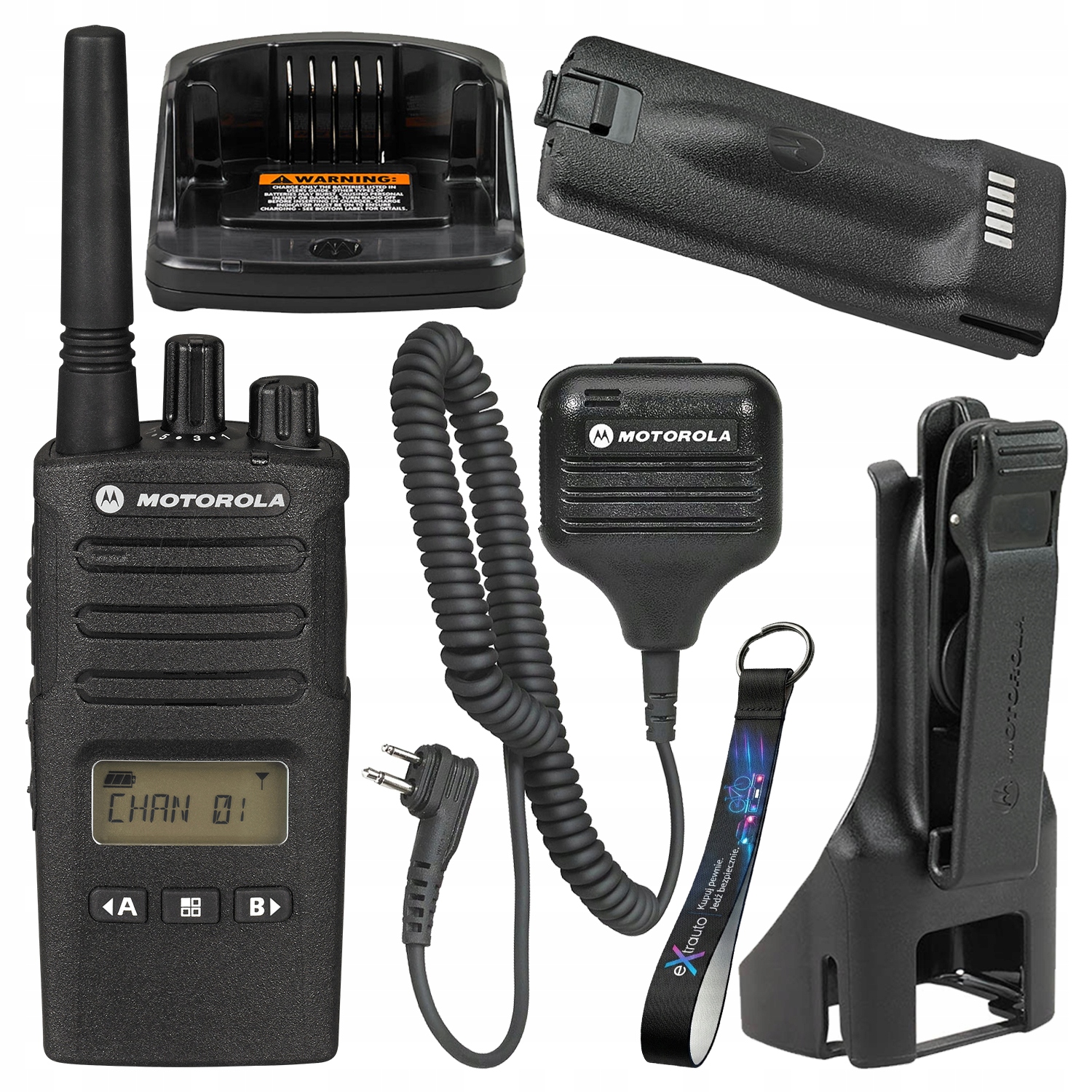 Krótkofalówka Motorola XT460 Radiotelefon PMR446 Mikrofonogłośnik Smycz