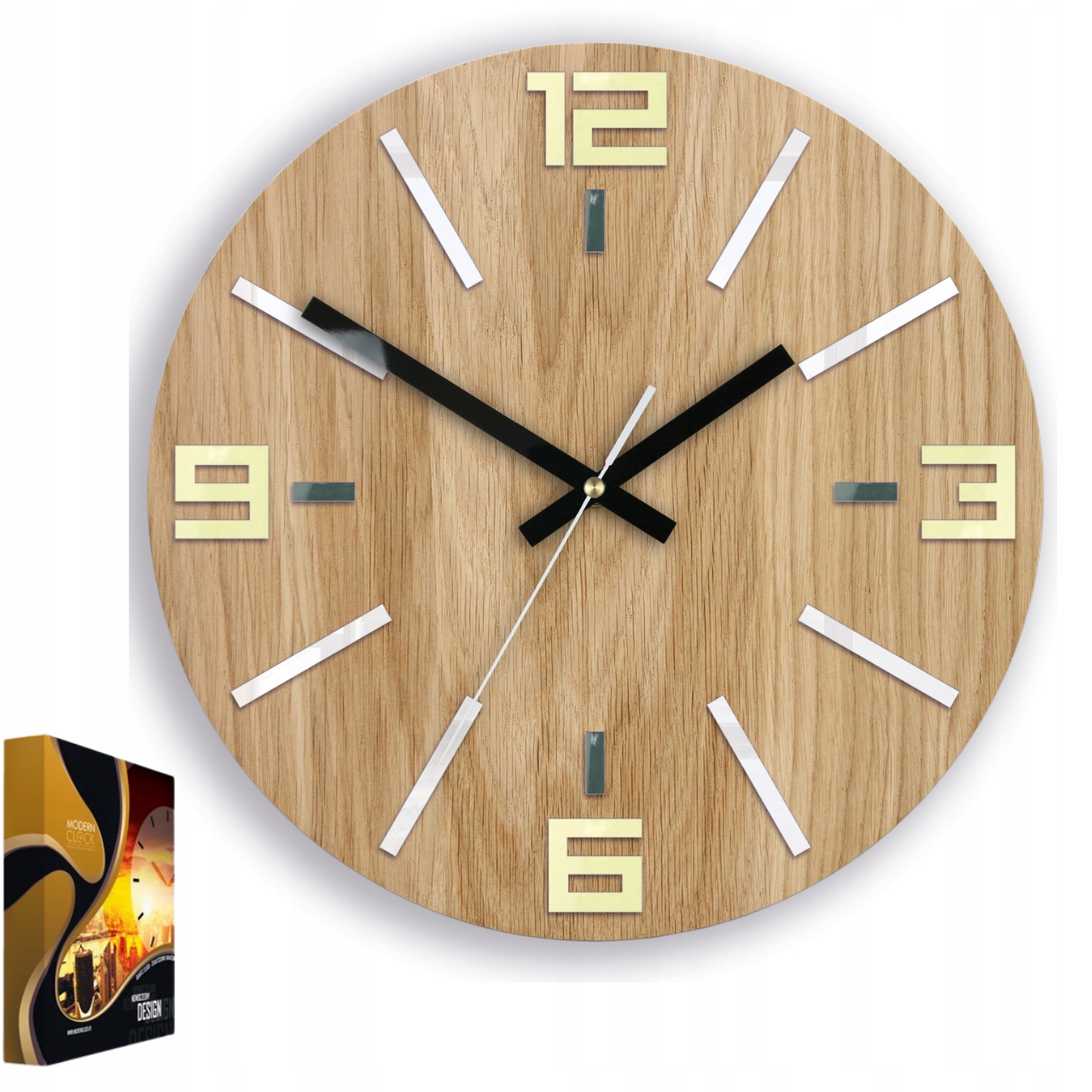 Nástěnné hodiny v moderním akrylovém stylu Dexi Wood 33 Kulatý Křemenné