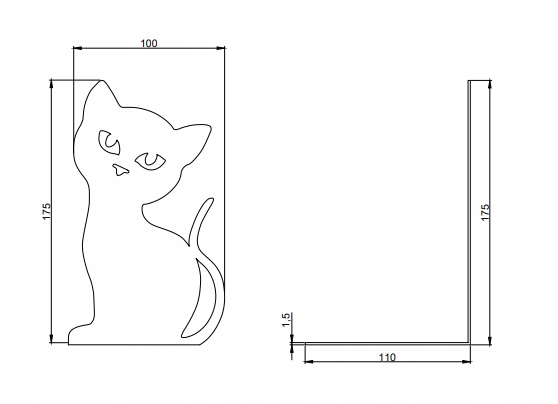 Podpórka do książek KOTEK 110x175 mm Marka inna