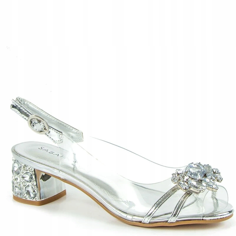 Sabatina 660-1 Transparentní Stříbrné Sandály 38