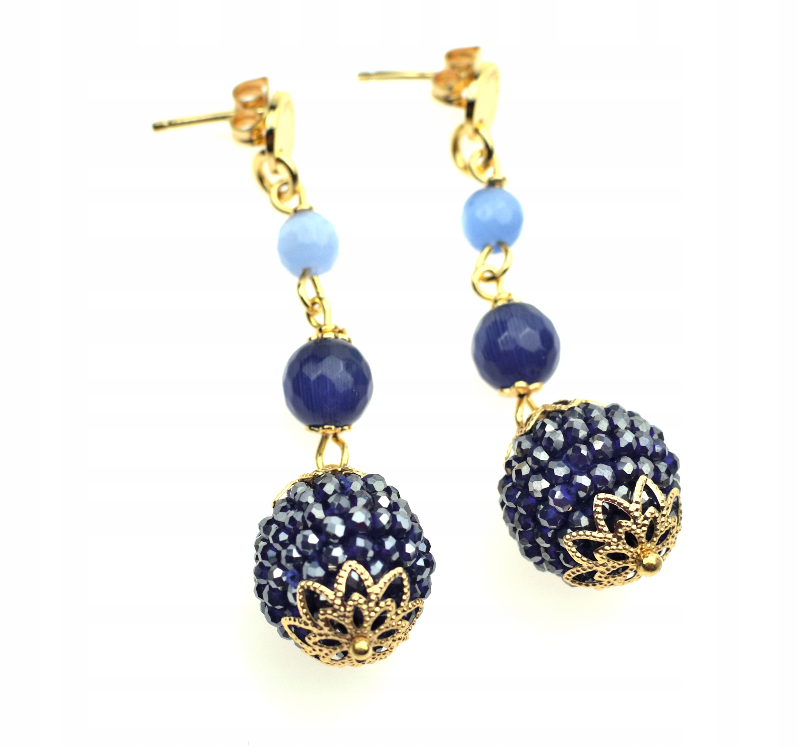 It Náušnice Pozlacená Mosaz Kočičí Oko Jadeit Kryšta Akvamarín Valentýn