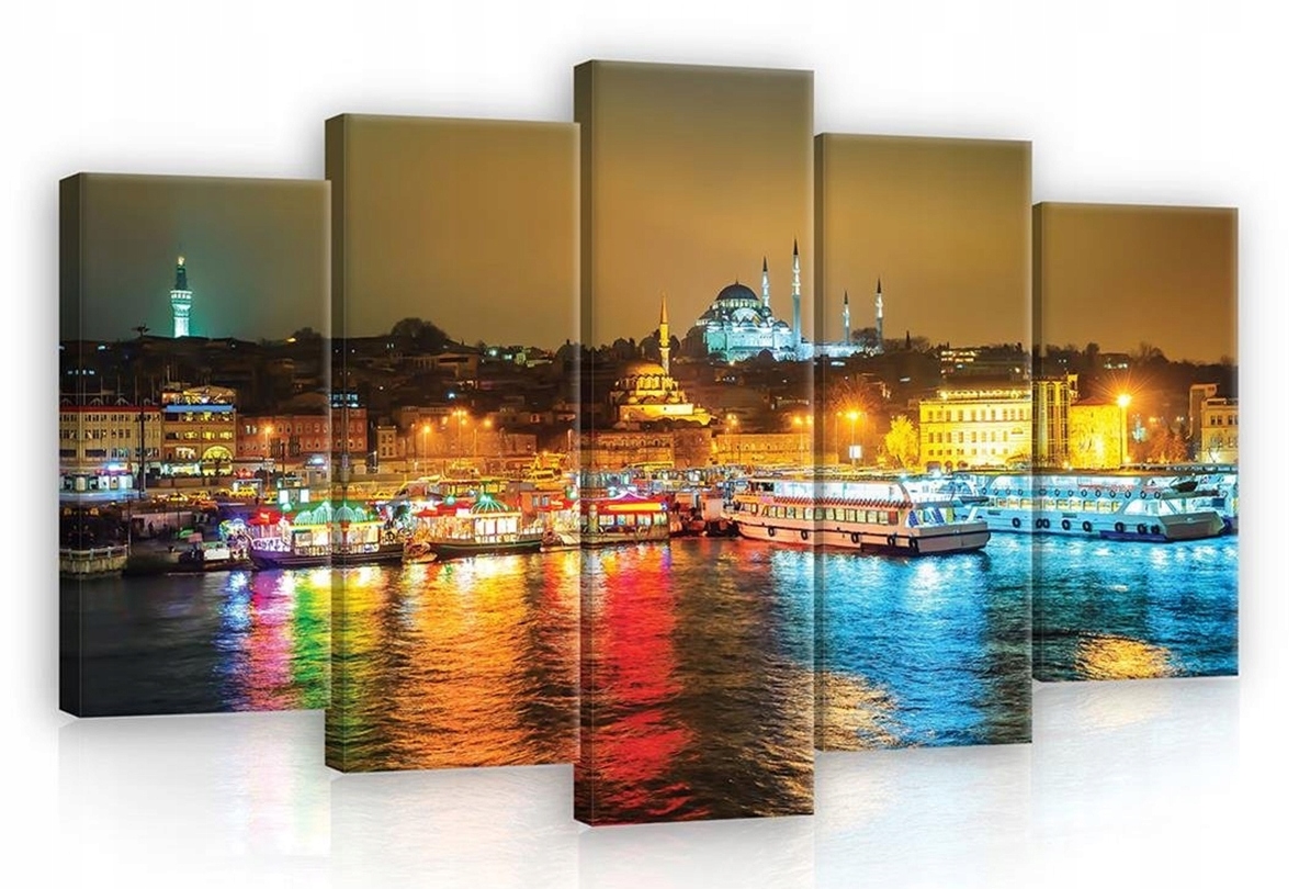 Obraz 100x60 Noční město světla odraz panorama večer Istanbul mešita