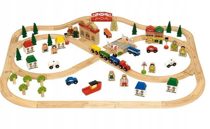 BIGJIGS TOYS KOLEJKA DREWNIANA MIASTECZKO BJT015