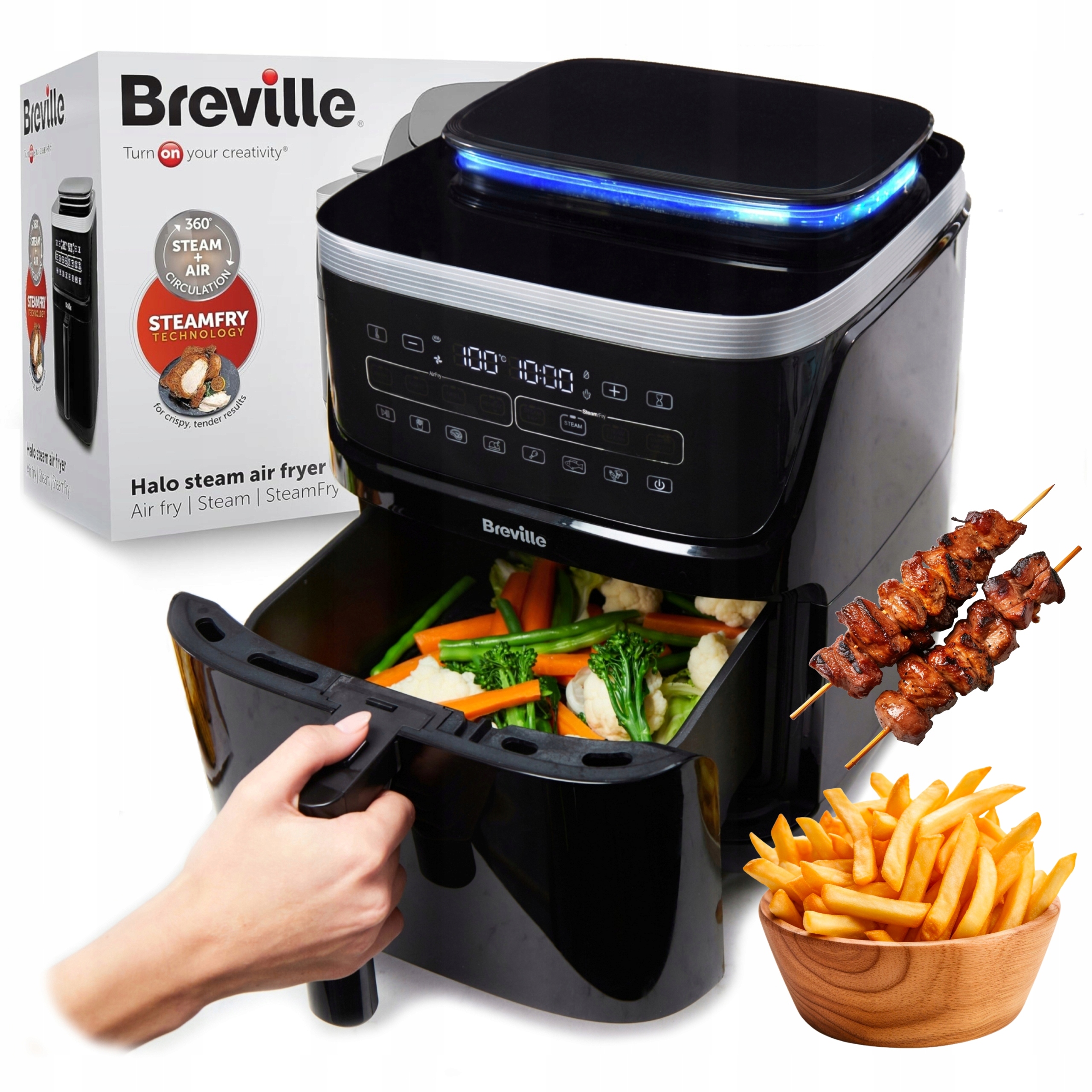 Frytkownica beztłuszczowa Air fryer Grillowanie Para Breville 7l Duża XXL
