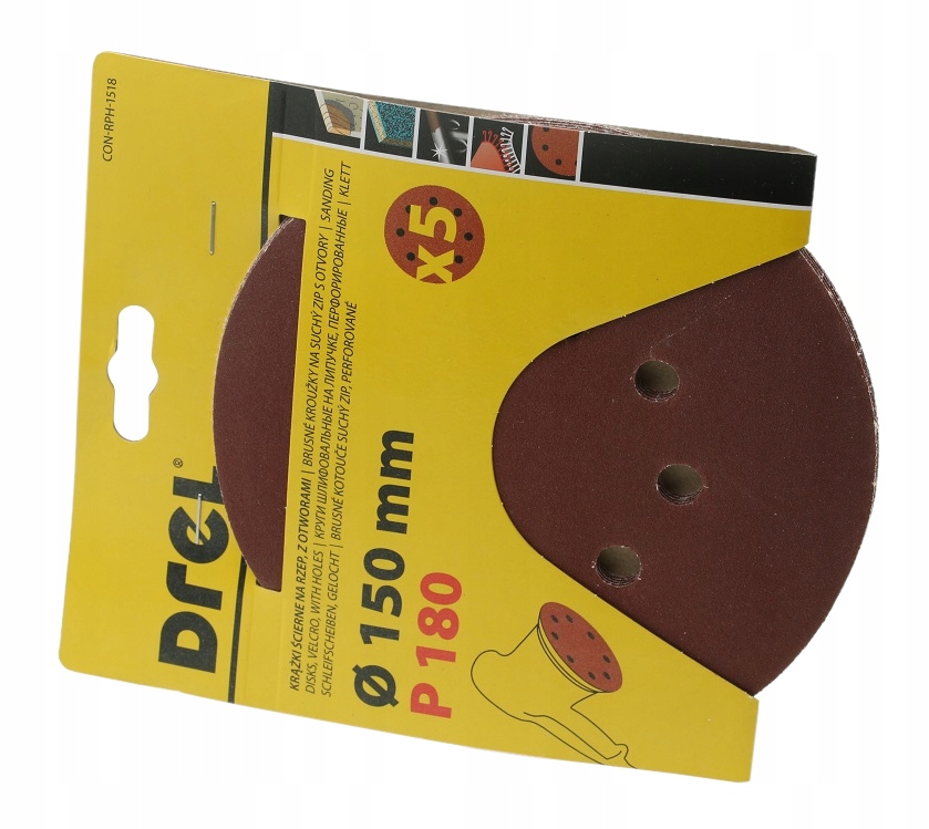 

Krążki Ścierne 150 mm Na Rzep Z Otworami P180 3szt