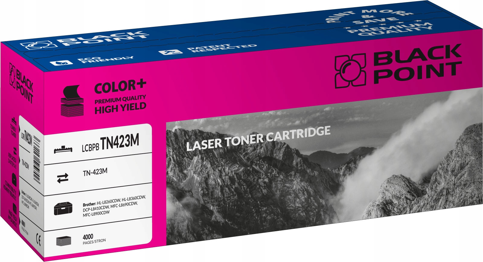 Toner Blackpoint Brother TN423M Magenta, purpurový, výtěžnost 4 000 stran