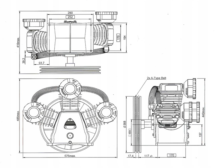 MAGNUM POMPA 7,5KW SPRĘŻARKA kompresor 1085 L/MIN Moc (kW) 7.5 kW