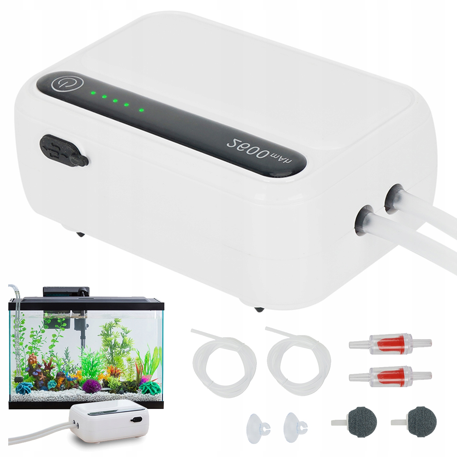 Levně Provzdušňovací Čerpadlo Pro Akvárium, Dva Režimy Provozu, Bezpečné 2600 Mah