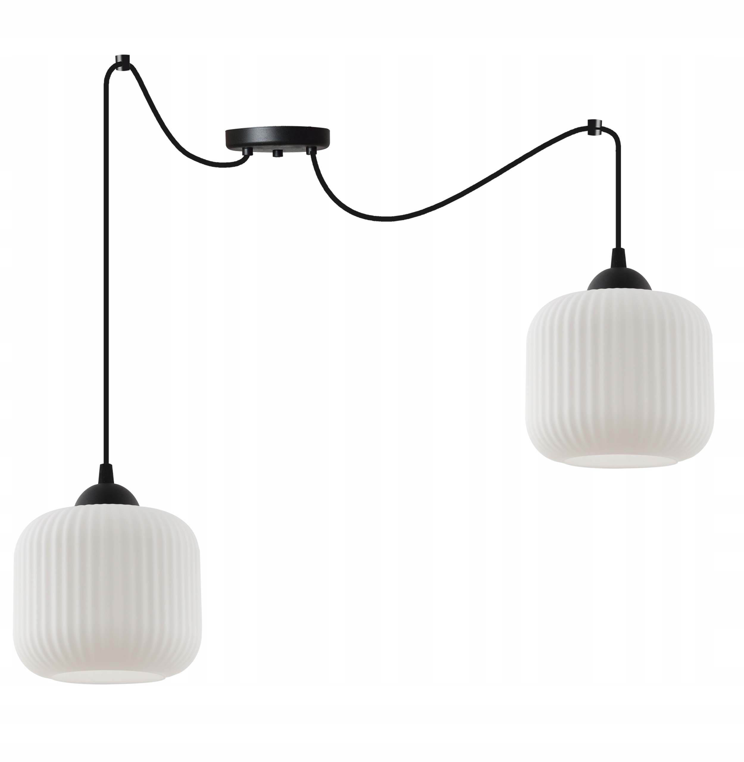 Dvouramenný závěsný lustr Riffle, jemná galmourová lampa do ložnice