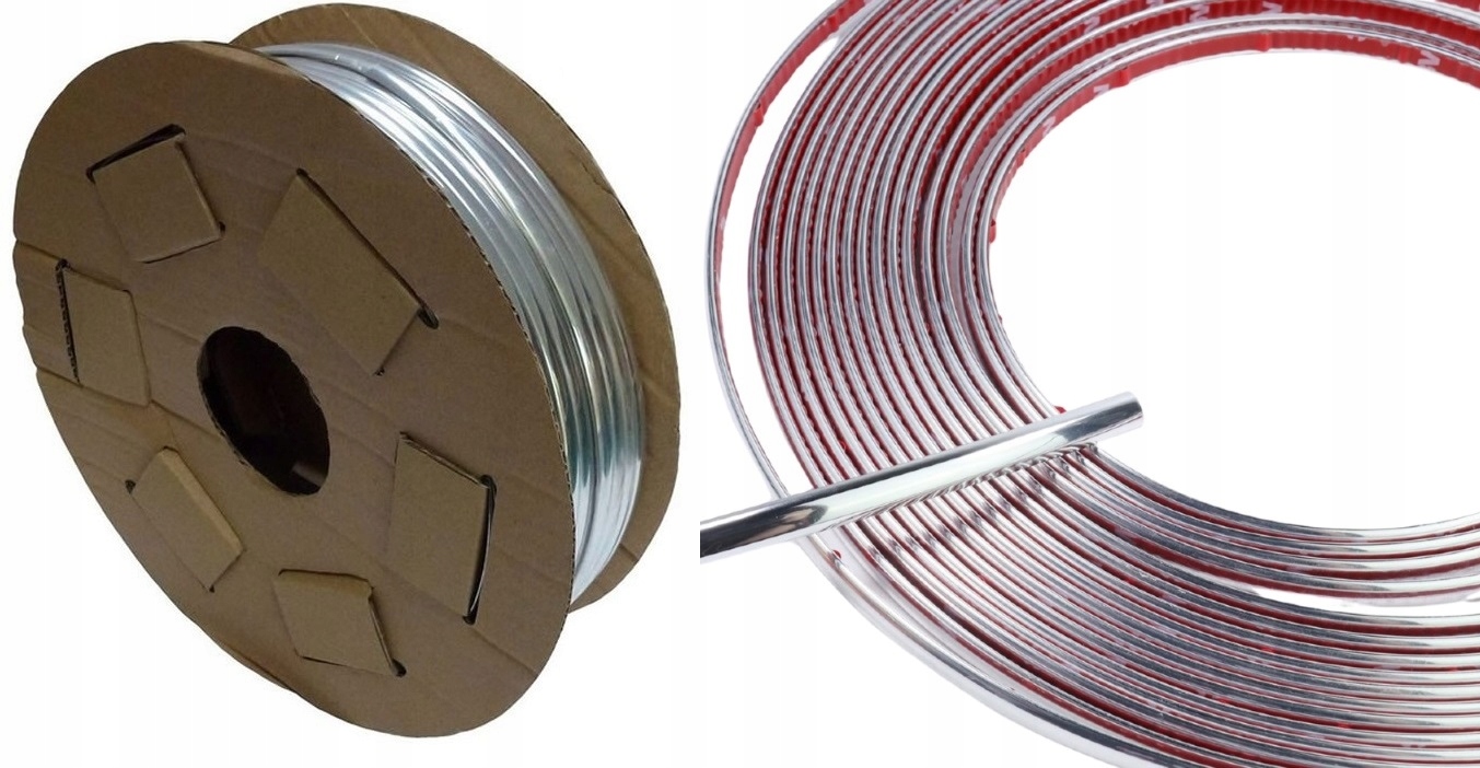 LISTWA CHROM 12mm z taśmą klejącą 100 METRÓW HURT
