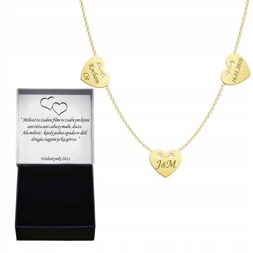 Náhrdelník Pozlacené srdce Personalizace Den matek 925 Dárek Gravírování