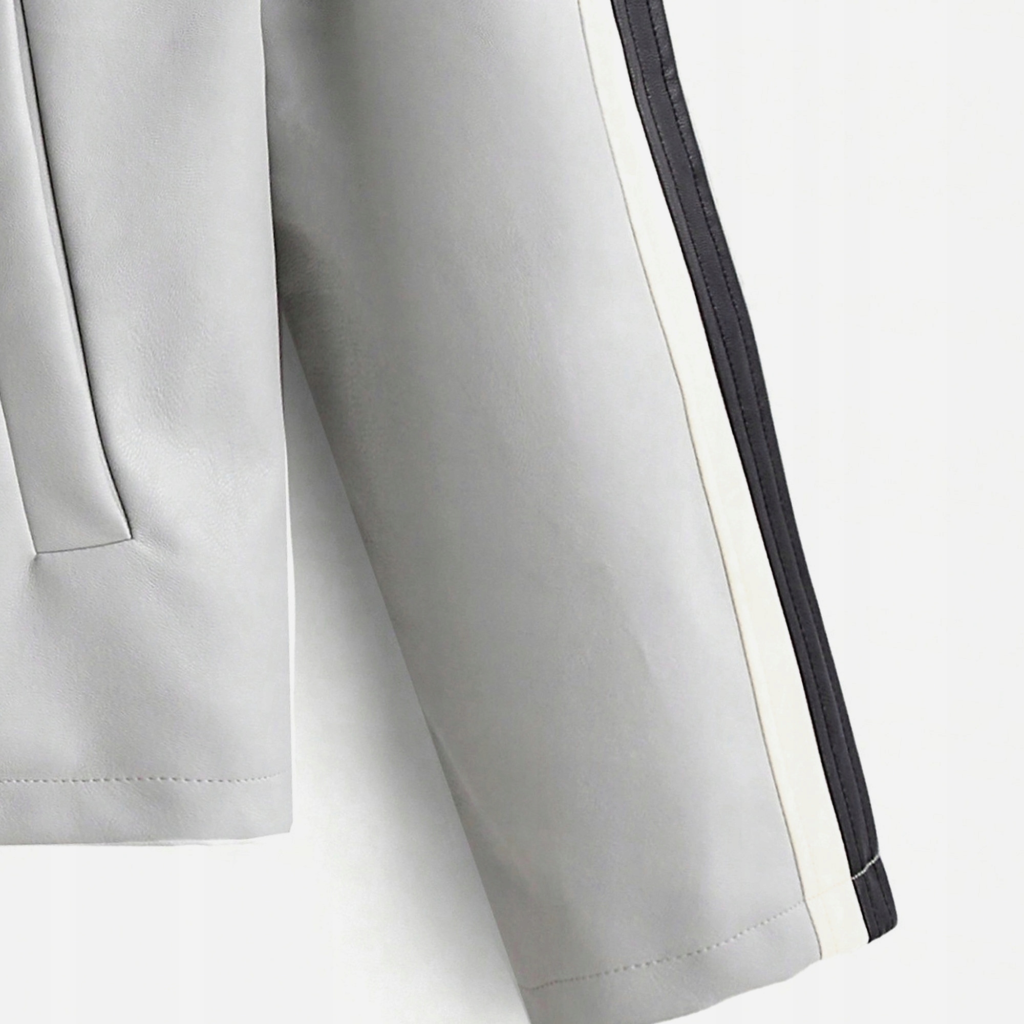 Stylová módní každodenní bunda s lampasy z eko-kůže 4XL 48