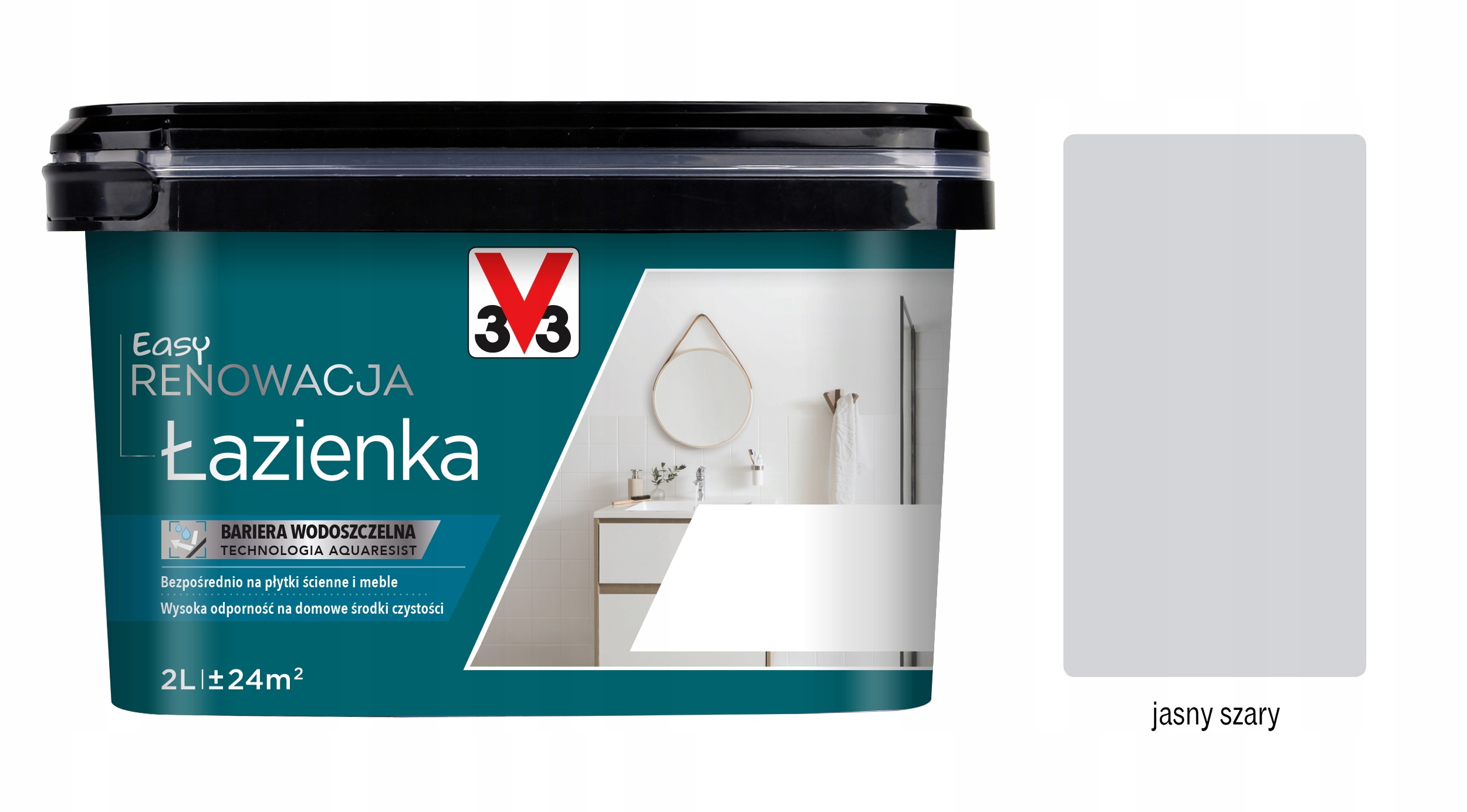 V33 Farba renowacja Łazienka i Płytki 2 L Jasny szary satyna