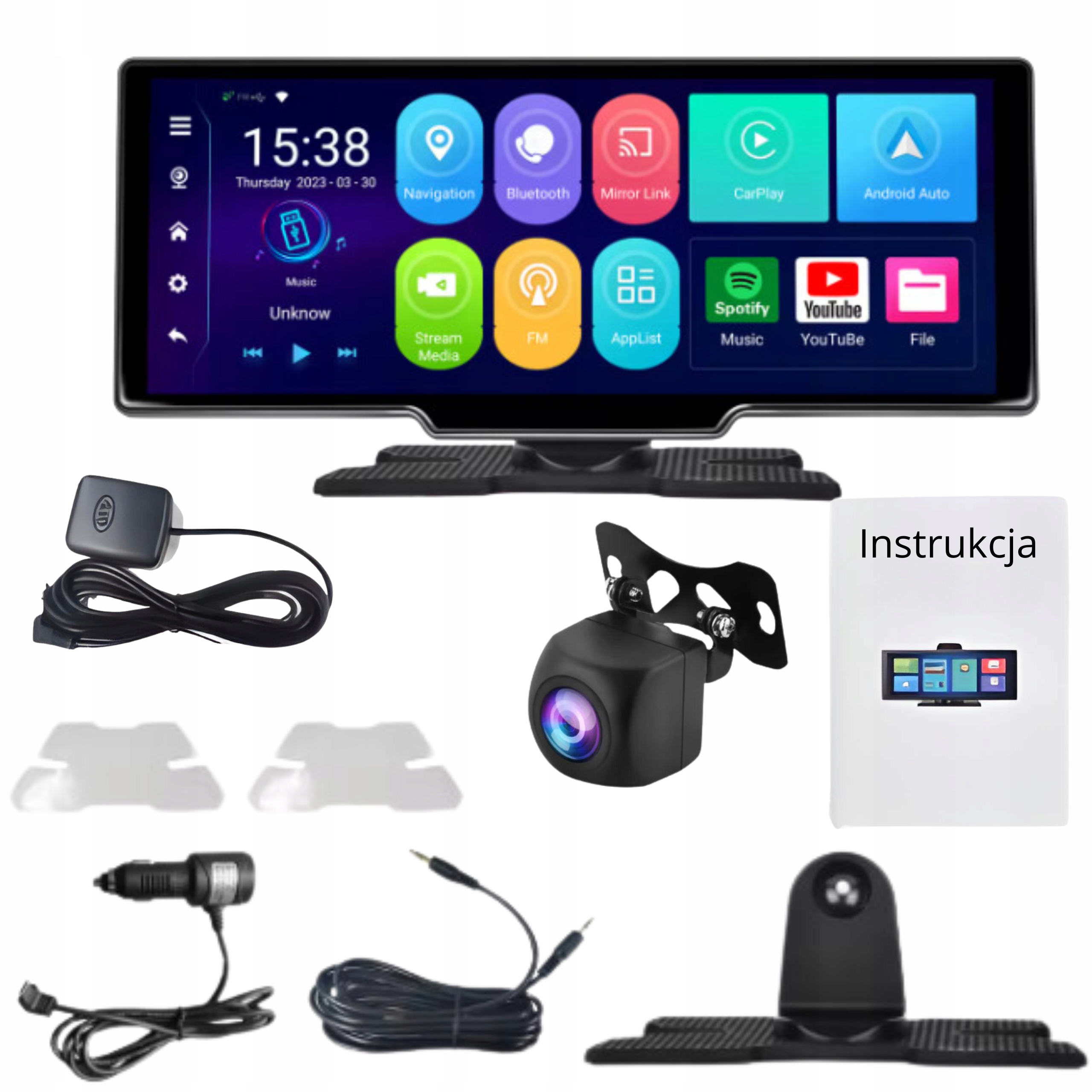 RADIO STACJA MULTIMEDIALNA MONITOR ANDROID AUTO APPLE CARPLAY ANDROID 13 Waga produktu 1 kg