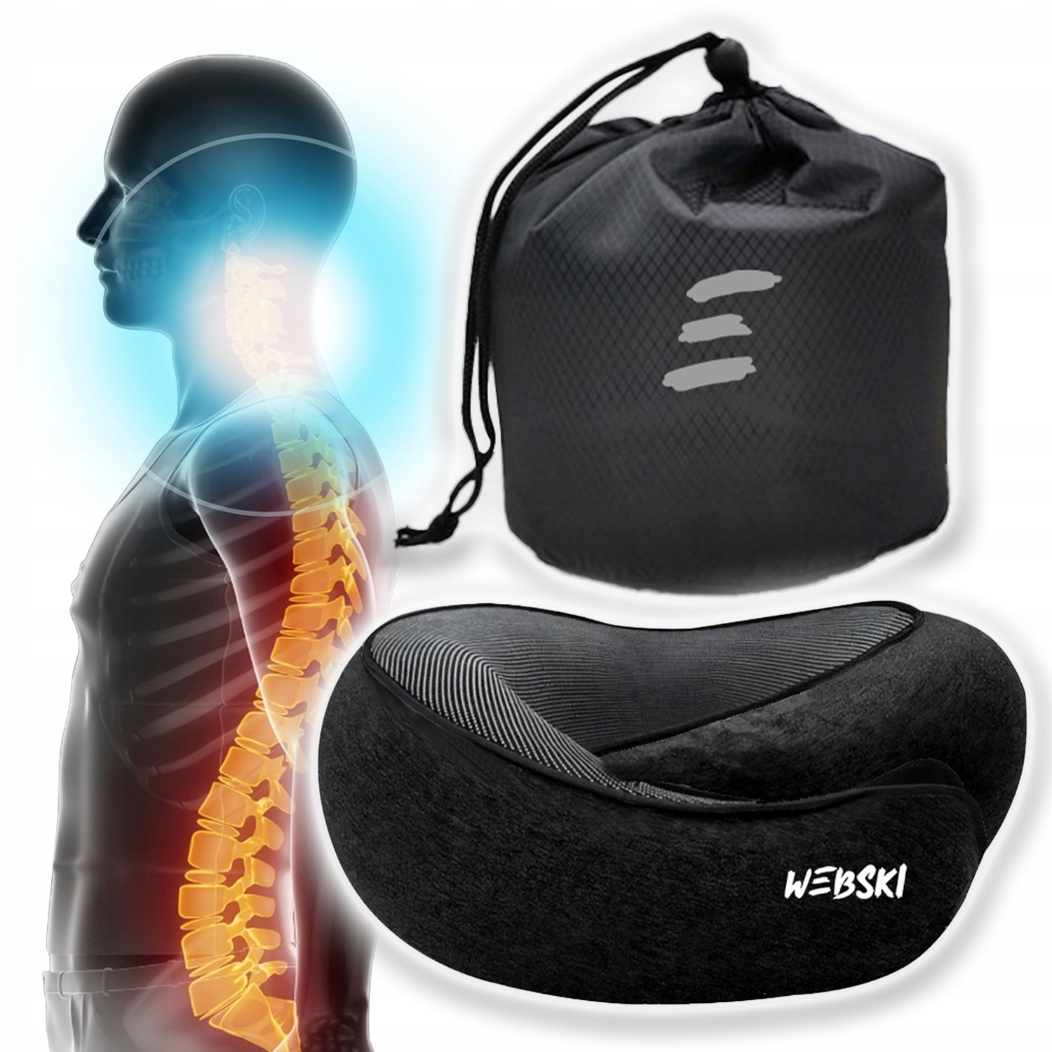 Cestovní Polštář Polštářek Okolo Krku Hlavu Z Paměťové Pěny